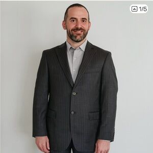 Men's Gray Pinstripe Blazer with dress pants